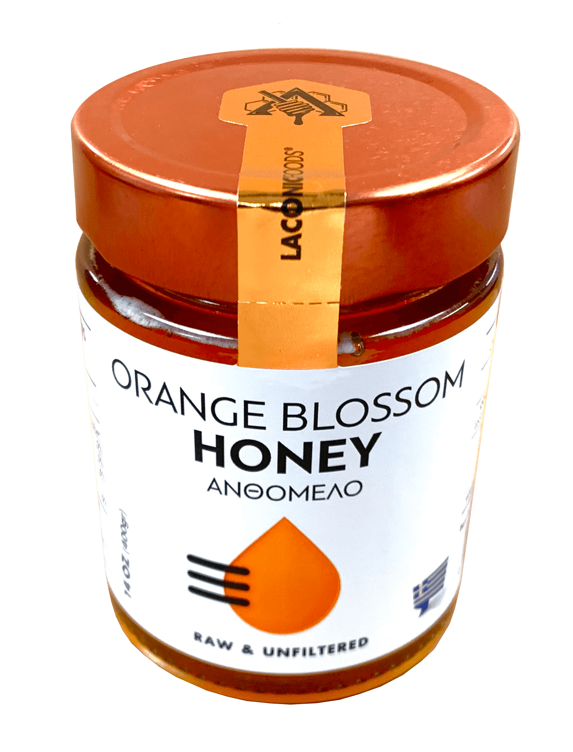 Pot de miel et étiquette Orange Blossom