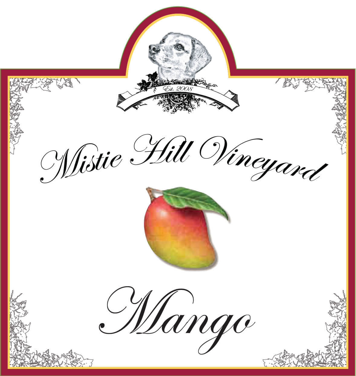 Étiquette de la bouteille de vin Mango