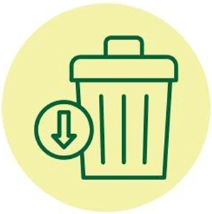 trash can icon with downward arrow on yellow circle