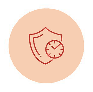built-in-contingency salmon icon with outline of shield and clock
