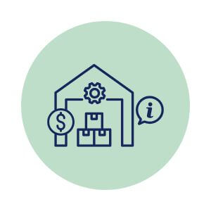 efficient-and-predictable-label-supply-chain-inventory-control_300x300 house graphic with money, gear, boxes and info icon