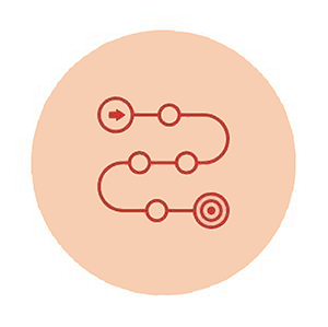 packaging-simplified Salmon icon with string of connection points in a process