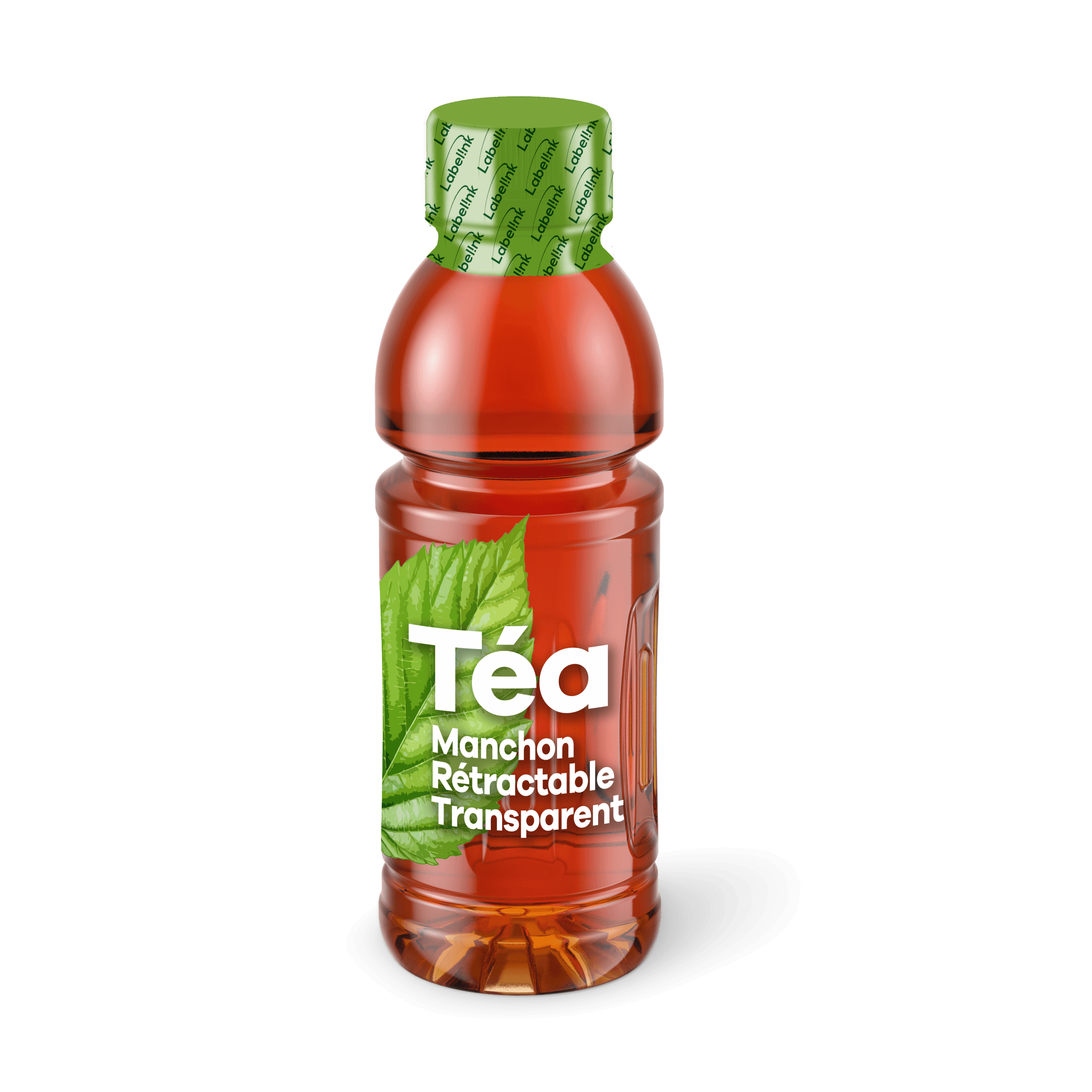 Manchon rétractable transparent pour bouteille de thé