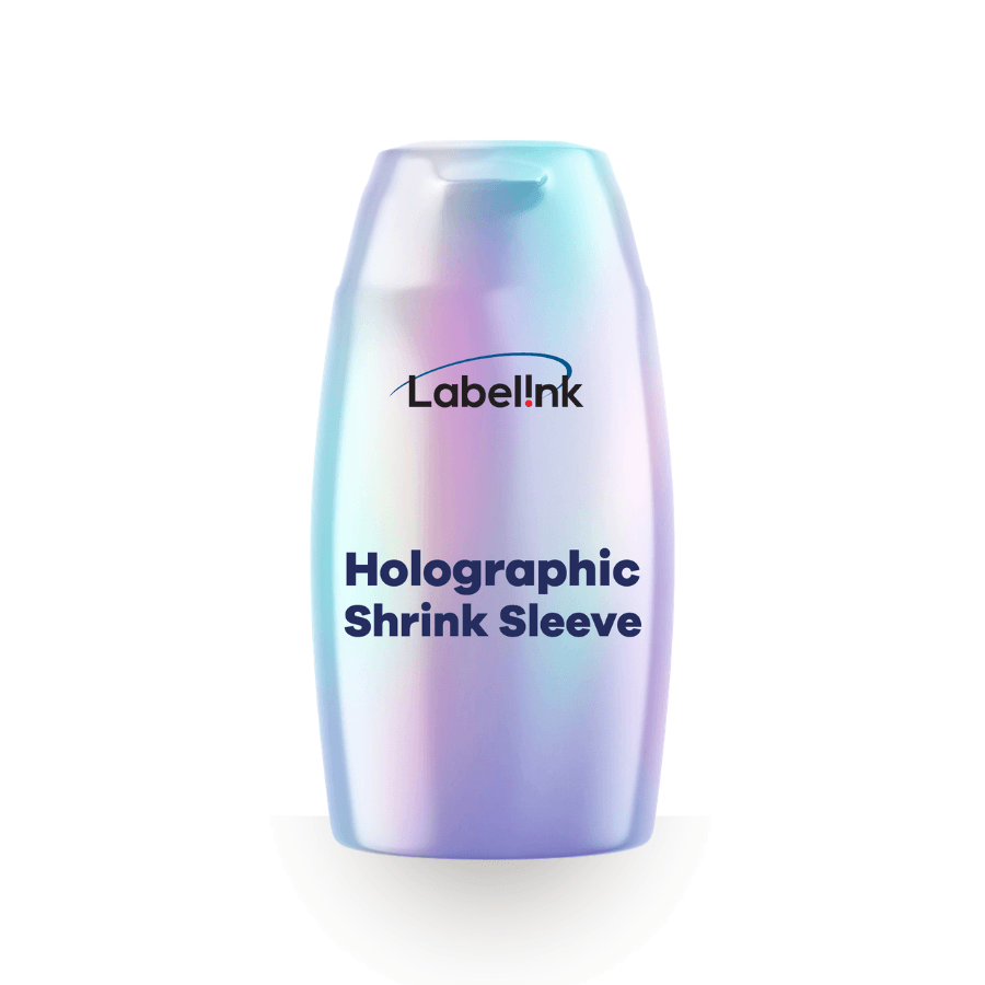 Holographic Shrink Sleeve on Shampoo Bottle Pearlescent holographic shrink sleeve on shampoo bottle