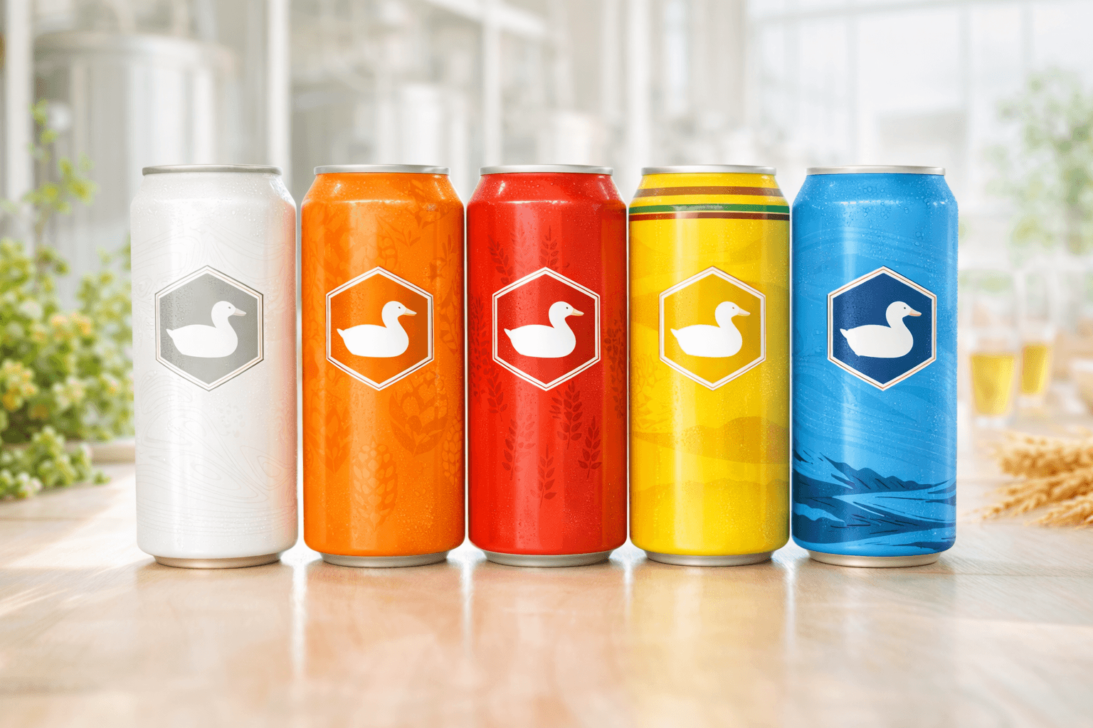 beer cans side by side in a bright setting