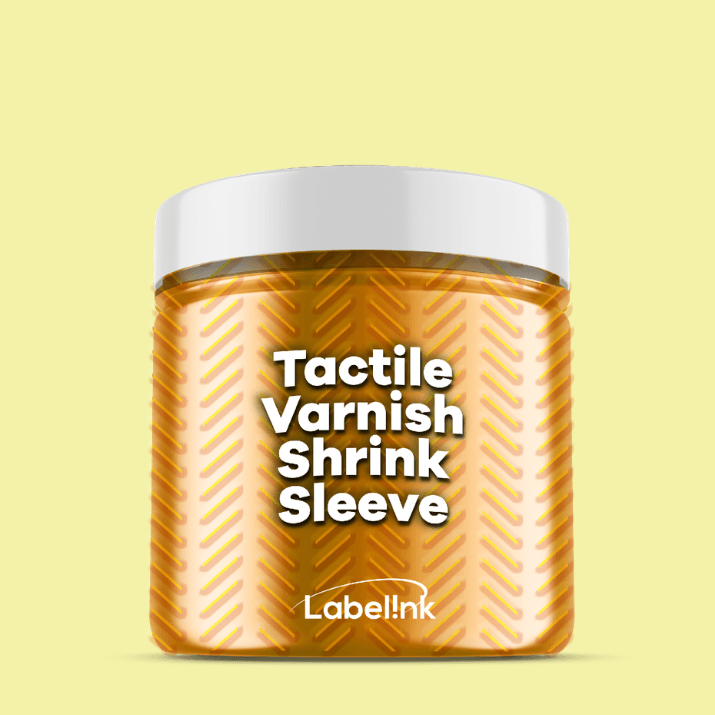 shrink sleeve with tactile varnish