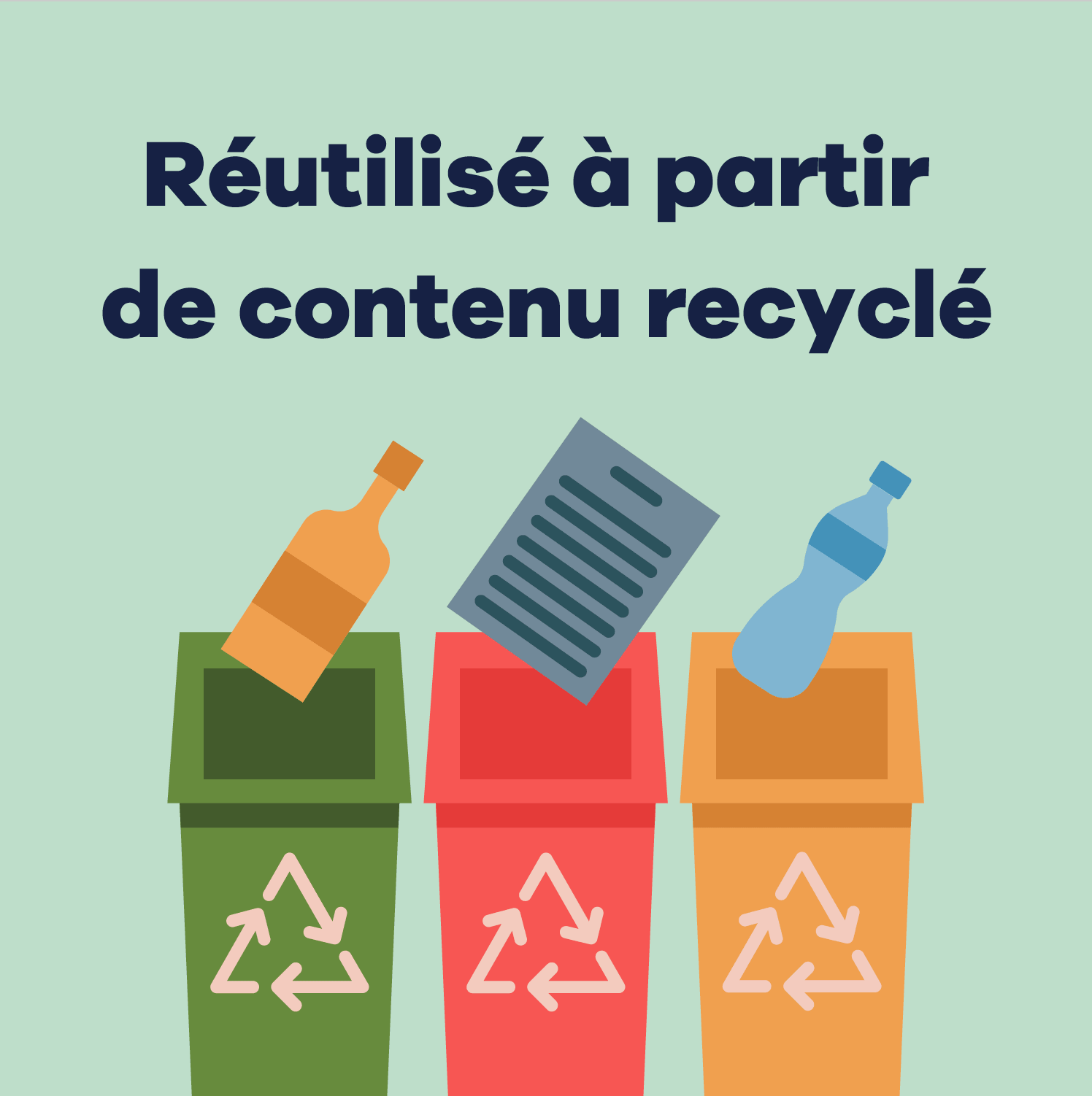 green text box with green, red, and yellow recycling bins
