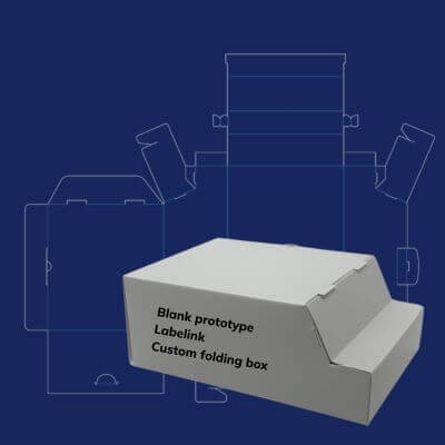 A dieline and a blank prototype